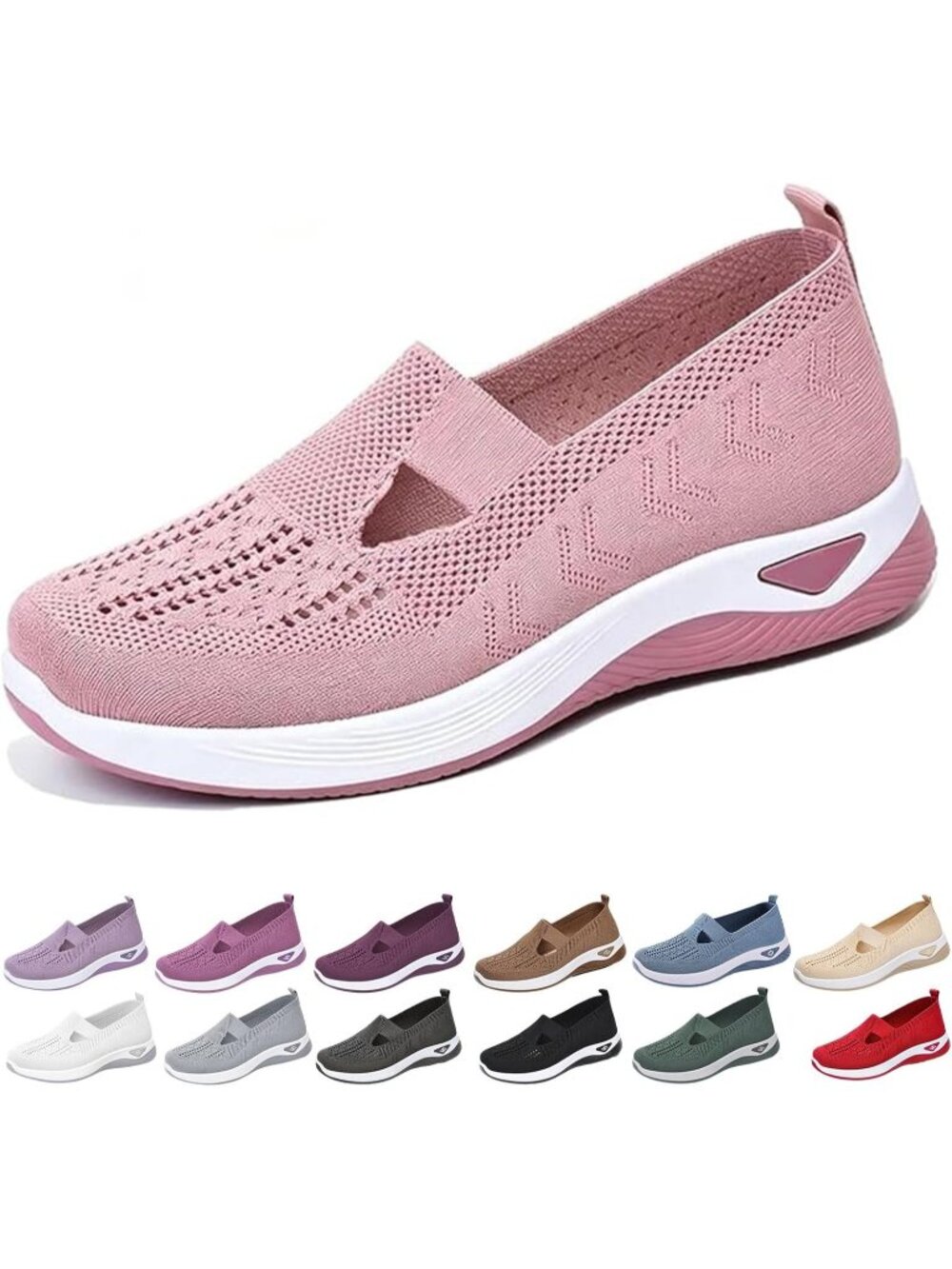 🆕Women's Pink Orthopaedic Woven Breathable  Slip on Walking Shoes Sneakers
